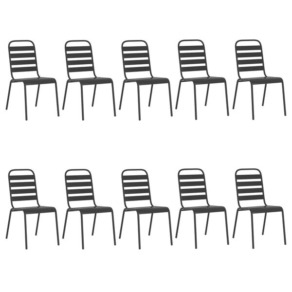 vidaXL Ensemble &agrave; manger de jardin 11 pcs anthracite acier