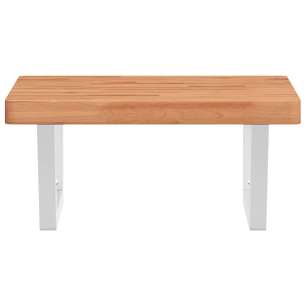 vidaXL &Eacute;tag&egrave;re de vasque murale acier et bois massif de h&ecirc;tre