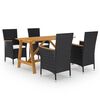 vidaXL Ensemble &agrave; manger de jardin avec coussins 5 pcs Noir