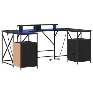 vidaXL Bureau Ch&ecirc;ne noir Bois d'ing&eacute;nierie 182 x 101 x 87,5 cm