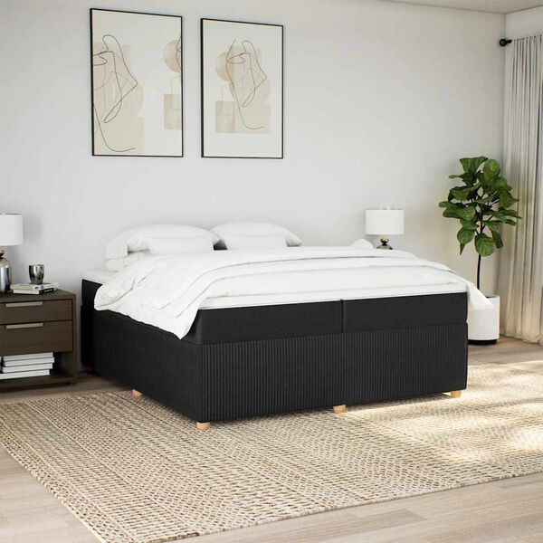 vidaXL Sommier &agrave; lattes de lit avec matelas Noir 200x200 cm Tissu