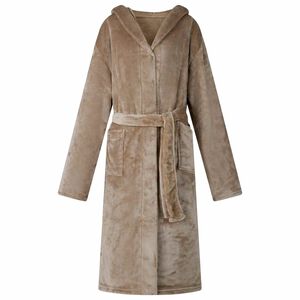 vidaXL Peignoir avec capuche Camel S Flanelle