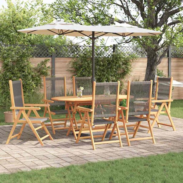 vidaXL Ensemble de salle &agrave; manger pour jardin 7 pcs Gris