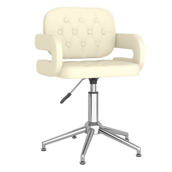 vidaXL Chaise pivotante de salle &agrave; manger Cr&egrave;me Similicuir