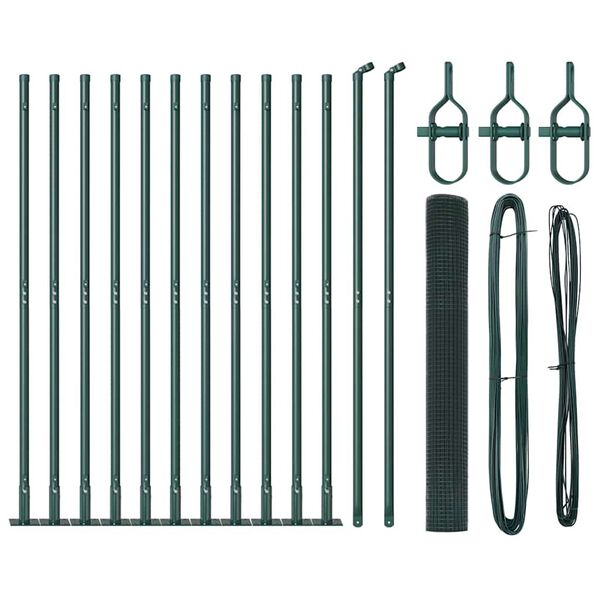 vidaXL Poteau de cl&ocirc;ture. Vert 25 x 1,2 m (treillis 12 x 12 mm)