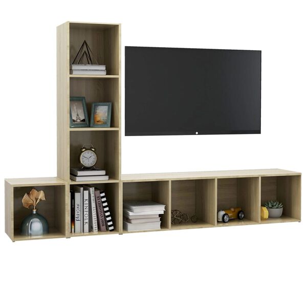 vidaXL Ensemble de meubles TV 3 pcs Ch&ecirc;ne sonoma Bois d'ing&eacute;nierie