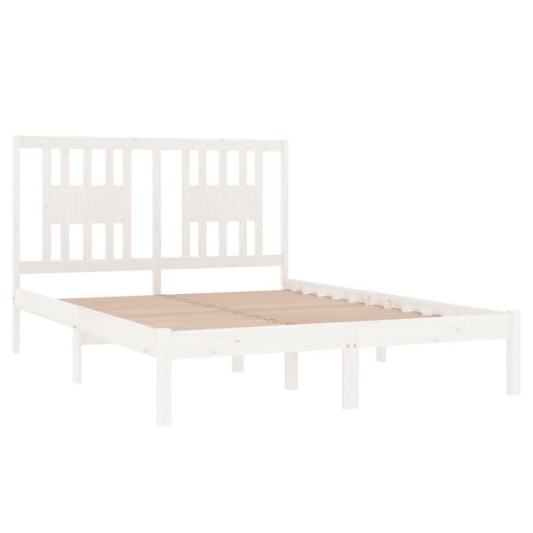 vidaXL Cadre de lit sans matelas blanc bois massif