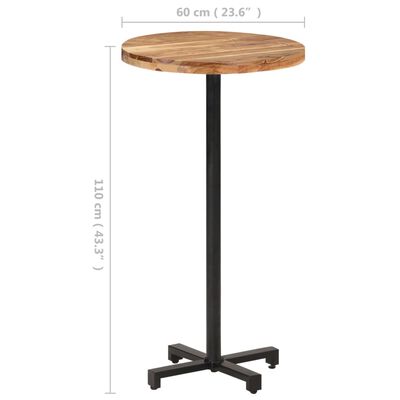 vidaXL Table de bar Ronde Ø60x110 cm Bois d'acacia massif