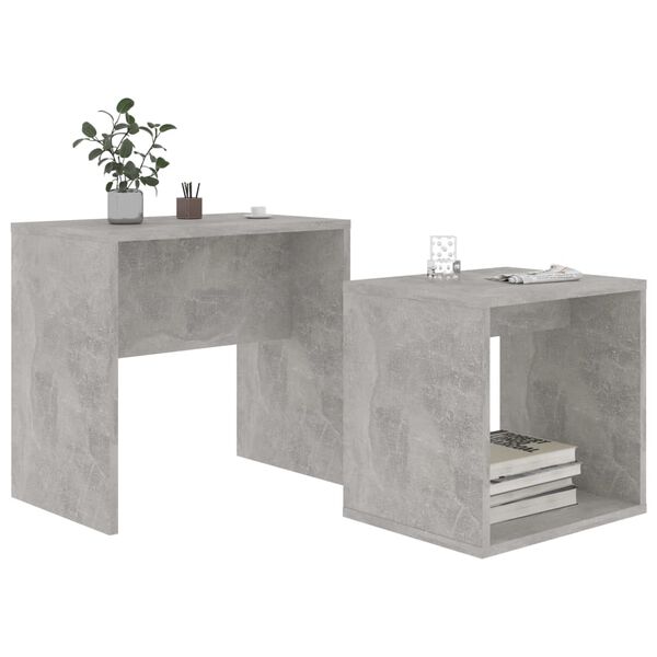 vidaXL Ensemble de table basse Gris béton 48x30x45 cm Bois ingénierie