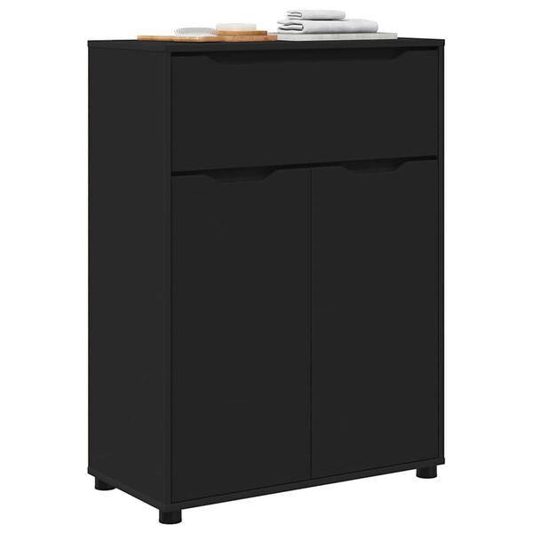 vidaXL Cabinet de salle de bain avec tiroir Noir 72,5 x 36,5 x 100 cm