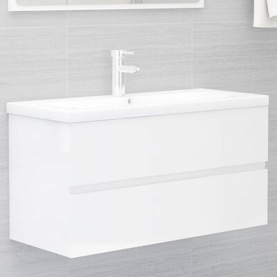vidaXL Ensemble de meubles de salle de bain 2 pcs Blanc brillant