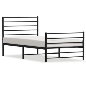 vidaXL Cadre de lit m&eacute;tal sans matelas avec pied de lit noir 90x200 cm