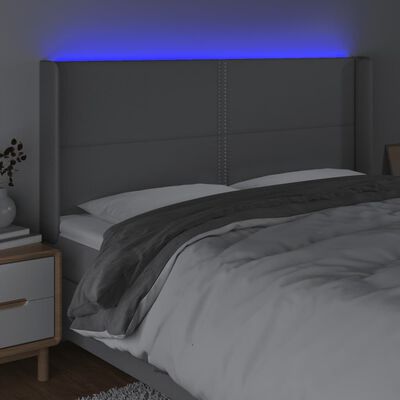 vidaXL Tête de lit à LED Gris clair 203x16x118/128 cm Tissu