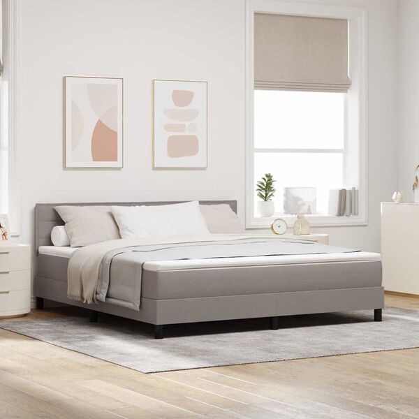 vidaXL Lit &agrave; ressorts avec matelas avec LED Taupe 180 x 200 cm tissu