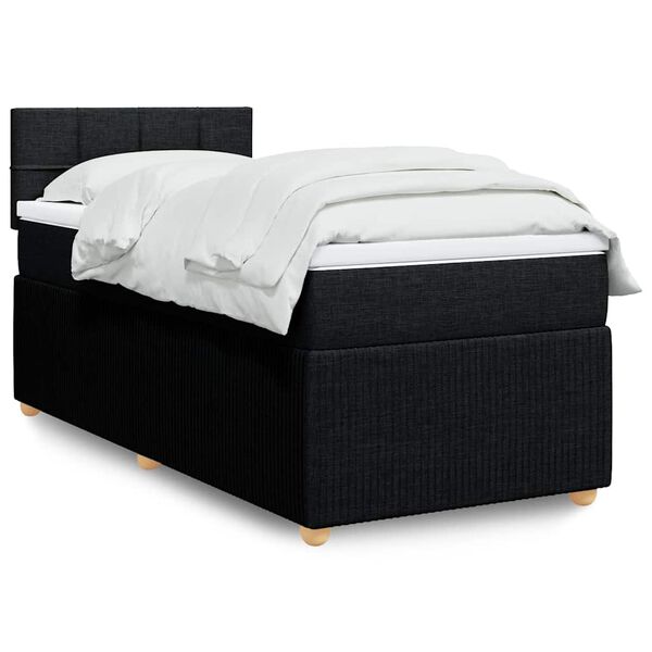 vidaXL Sommier &agrave; lattes de lit avec matelas Noir 90x200 cm Tissu