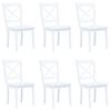 vidaXL Chaises &agrave; manger lot de 6 blanc bois d'h&eacute;v&eacute;a massif