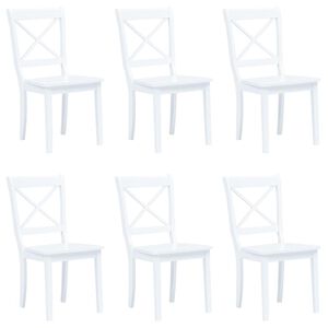 vidaXL Chaises &agrave; manger lot de 6 blanc bois d'h&eacute;v&eacute;a massif
