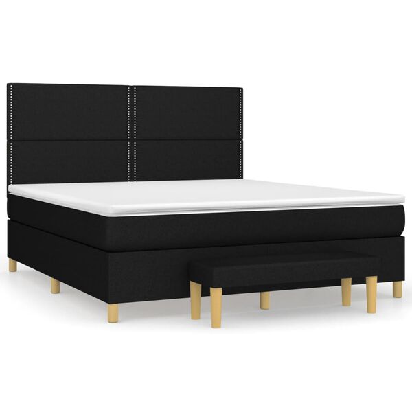 vidaXL Sommier &agrave; lattes de lit avec matelas Noir 160x200 cm Tissu