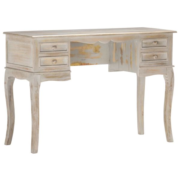 vidaXL Bureau Gris 115x45x75 cm Bois de manguier massif