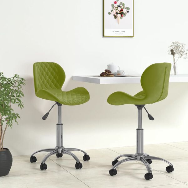 vidaXL Chaises pivotantes &agrave; manger lot de 2 Vert clair Velours
