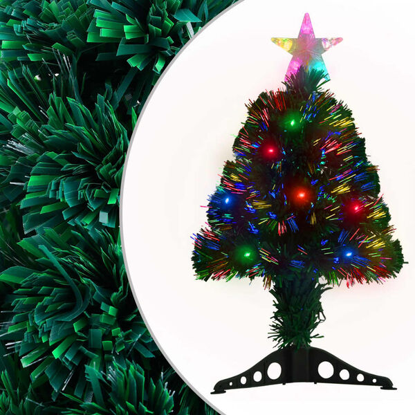 vidaXL Arbre de No&euml;l pr&eacute;-&eacute;clair&eacute; avec support et LED 64 cm fibre optique