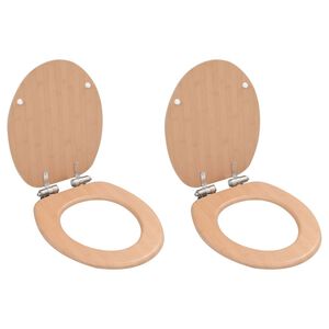 vidaXL lot de 2 Si&egrave;ges WC MDF couvercle &agrave; fermeture en douceur Bambou