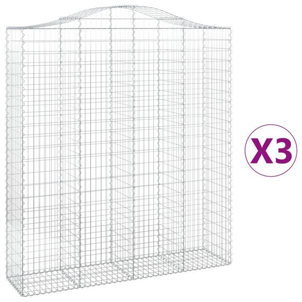 vidaXL Paniers &agrave; gabions arqu&eacute;s 3 pcs 200x50x220/240 cm Fer galvanis&eacute;
