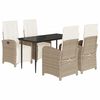 vidaXL Ensemble &agrave; manger de jardin avec coussins 5pcs Beige poly rotin