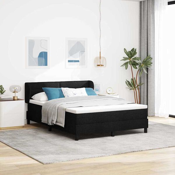 vidaXL Lit &agrave; ressorts avec matelas Noir 140 x 200 cm tissu