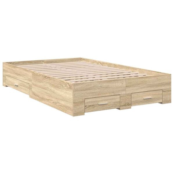 vidaXL Cadre de lit Marron 120 x 190 cm Bois d'ing&eacute;nierie