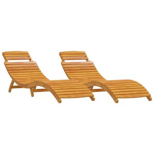 vidaXL Transat 2 pcs Marron 55 x 184 x 64cm Bois d'Acacia Massif