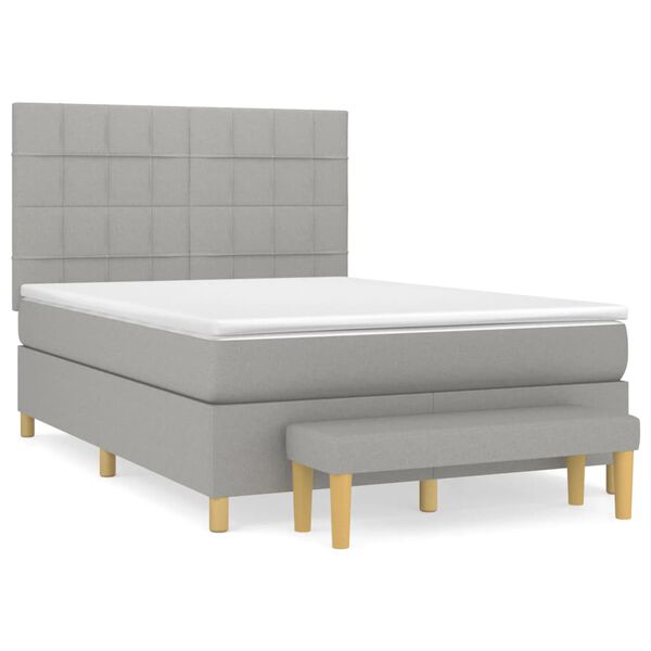 vidaXL Sommier &agrave; lattes de lit avec matelas Gris clair 140x190cm Tissu
