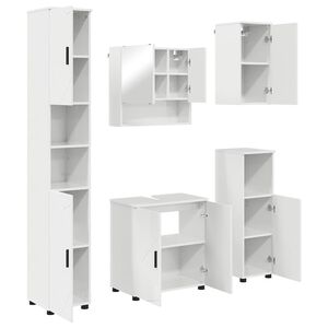 vidaXL Ensemble de mobilier de salle de bain 5 pcs Blanc brillant