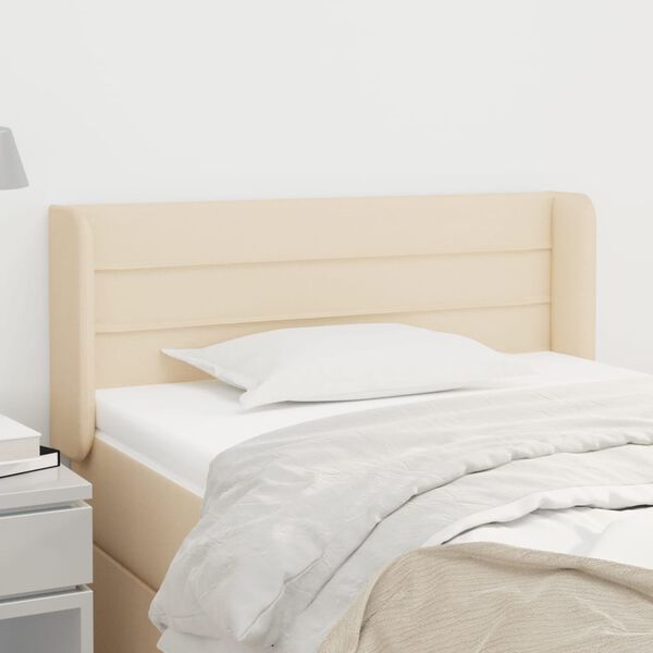 vidaXL T&ecirc;te de lit avec oreilles Cr&egrave;me 83x16x78/88 cm Tissu