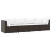 vidaXL Salon de jardin 4 pcs avec coussins Marron R&eacute;sine tress&eacute;e