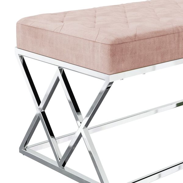 vidaXL Banc Rose Velours et acier inoxydable