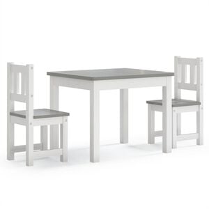 vidaXL Ensemble de table et chaises enfants 3 pcs Blanc et gris MDF