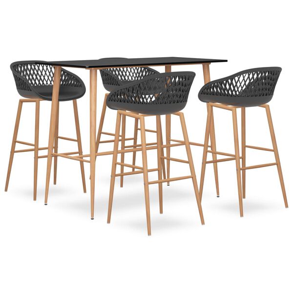 vidaXL Ensemble de bar 5 pcs Noir et gris