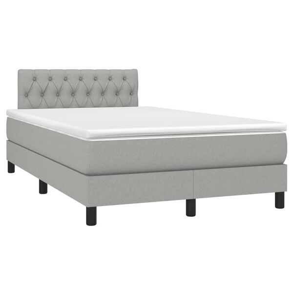 vidaXL Sommier &agrave; lattes de lit matelas LED gris clair 120x190 cm tissu