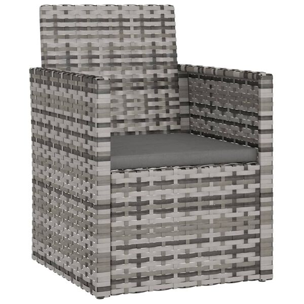 vidaXL Mobilier d'ext&eacute;rieur 3 pcs avec coussins R&eacute;sine tress&eacute;e Gris