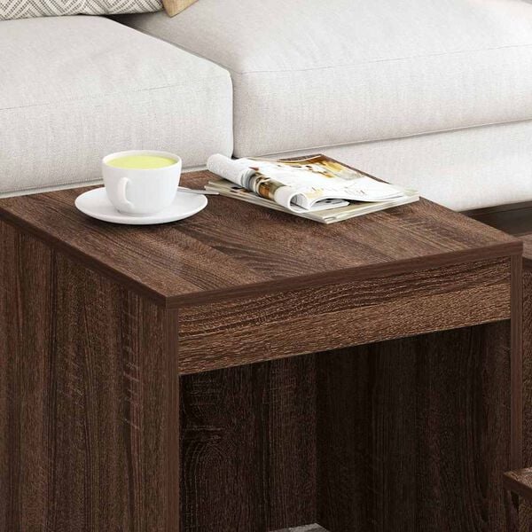 vidaXL Tables gigognes 3 pcs Ch&ecirc;ne marron Bois d'ing&eacute;nierie