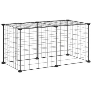 vidaXL Cage animaux de compagnie &agrave; 8 panneaux Noir 70x35x35 cm Acier