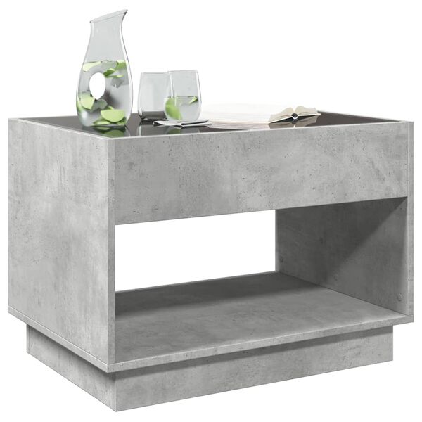 vidaXL Table basse avec LED infini gris b&eacute;ton 70x50x50 cm