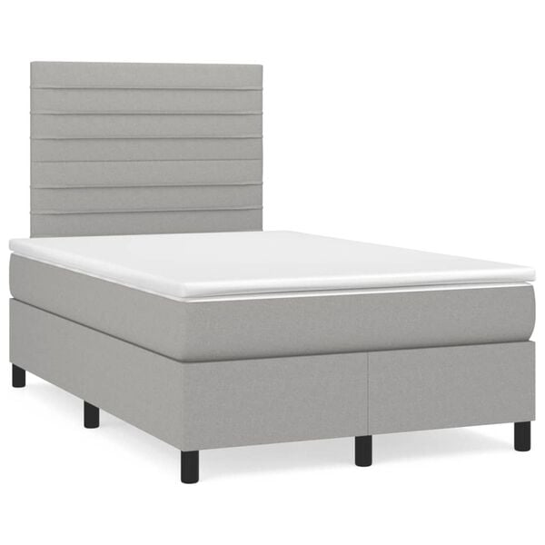 vidaXL Sommier &agrave; lattes de lit et matelas gris clair 120x190 cm tissu