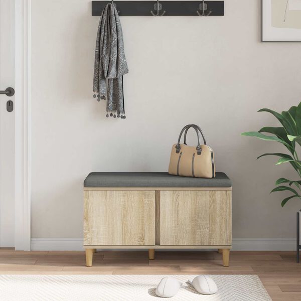 vidaXL Banc d'entr&eacute;e avec coussin Ch&ecirc;ne Sonoma 80 x 38 x 46 cm