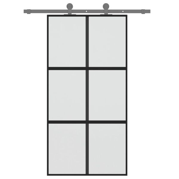 vidaXL Porte coulissante noir 102,5x205 cm verre tremp&eacute; aluminium