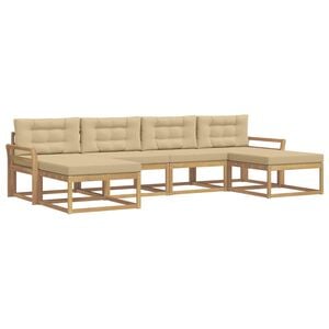 vidaXL Ensemble de canap&eacute;s d'ext&eacute;rieur 6 pc Blanc et Beige
