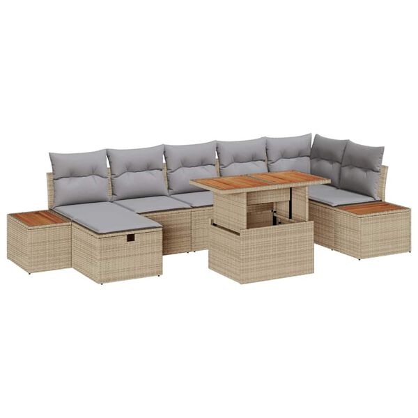 vidaXL Ensemble de canap&eacute; de jardin 8 pcs Beige Poly rotin