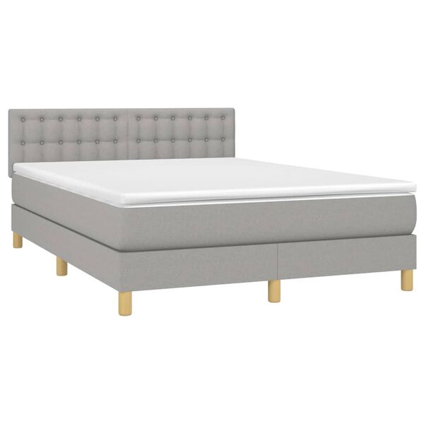 vidaXL Sommier &agrave; lattes de lit et matelas et LED Gris clair 140x200 cm