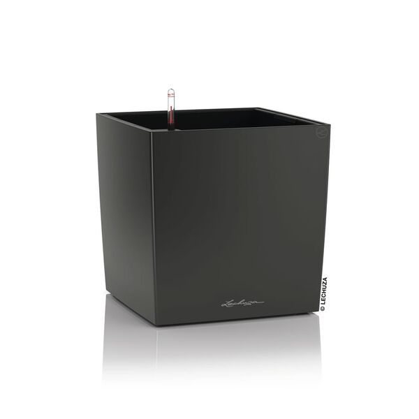 LECHUZA Jardini&egrave;re CUBE 30 ALL-IN-ONE Charbon m&eacute;tallique
